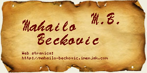 Mahailo Bećković vizit kartica